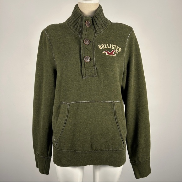 Y2K Hollister Olive Green Knit Slim Men Sweater Size M - Picture 1 of 10